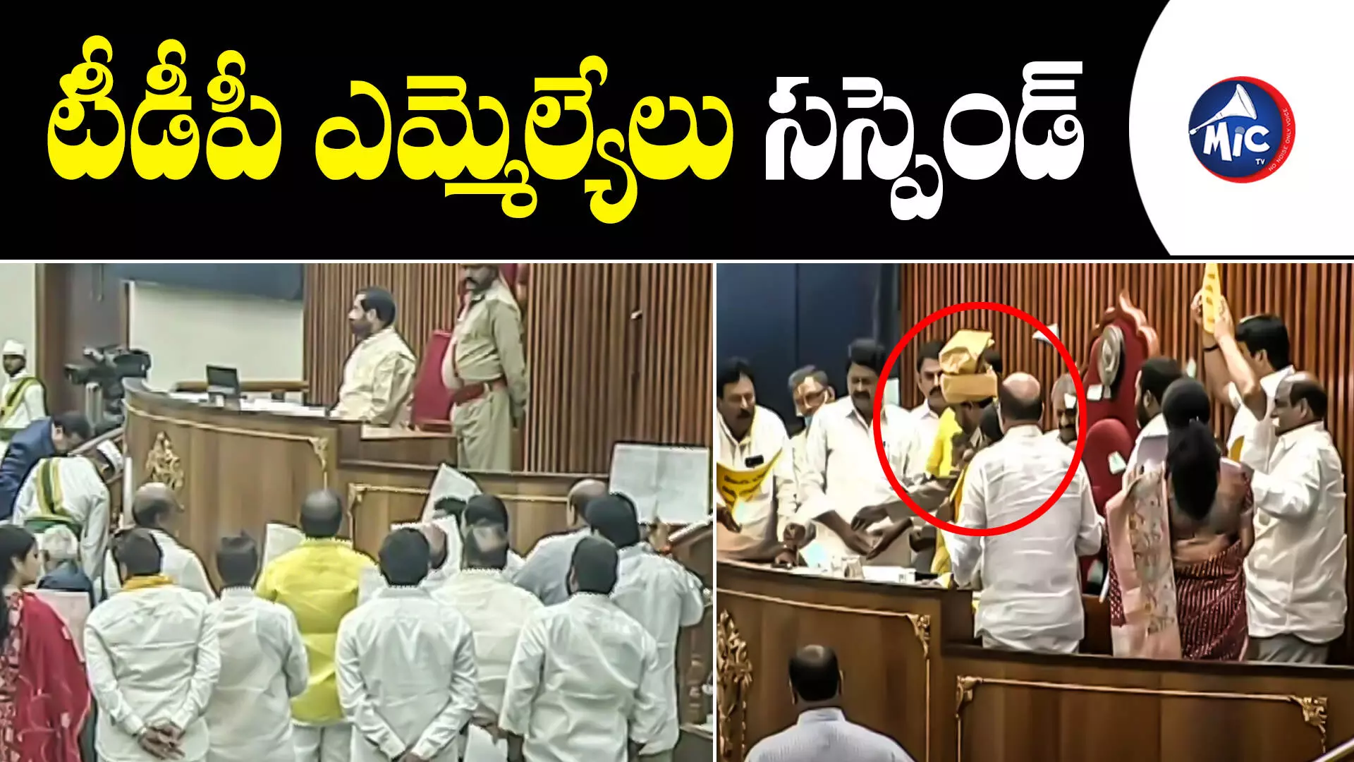 TDP MLAs : ఏపీ అసెంబ్లీలో టీడీపీ ఎమ్మెల్యేలు సస్పెన్షన్